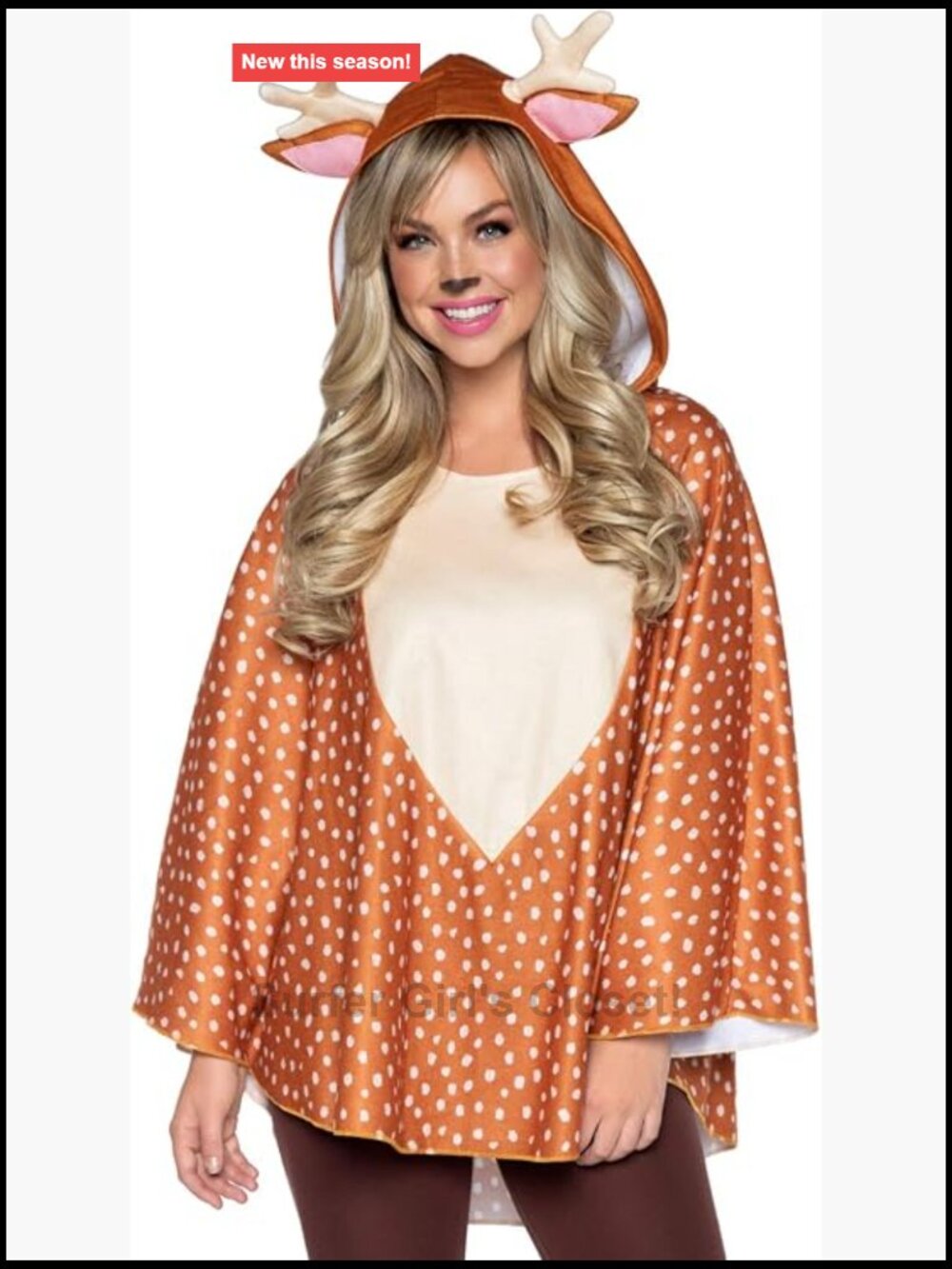 Animal Poncho Halloween Costume Fleece Pullover Reindeer Fawn